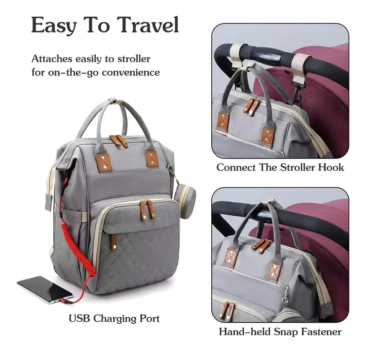 Bolso Pañalera Cuna Sonajero Colchón