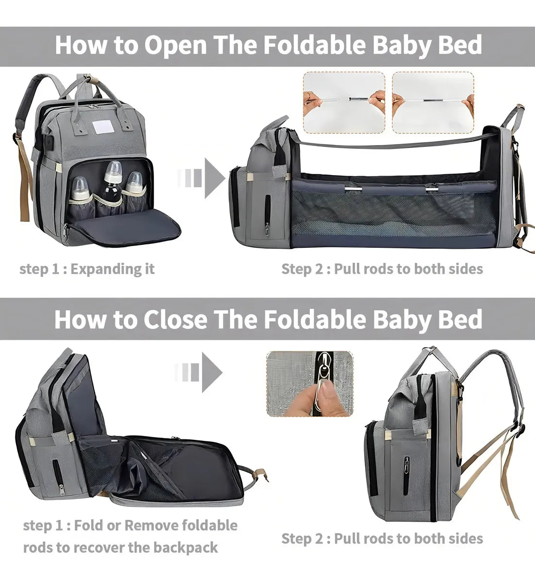 Bolso Pañalera Cuna Sonajero Colchón